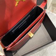 YSL Solferino Medium Satchel In Box Saint Laurent Leather (Red)23cm 634305 - 4