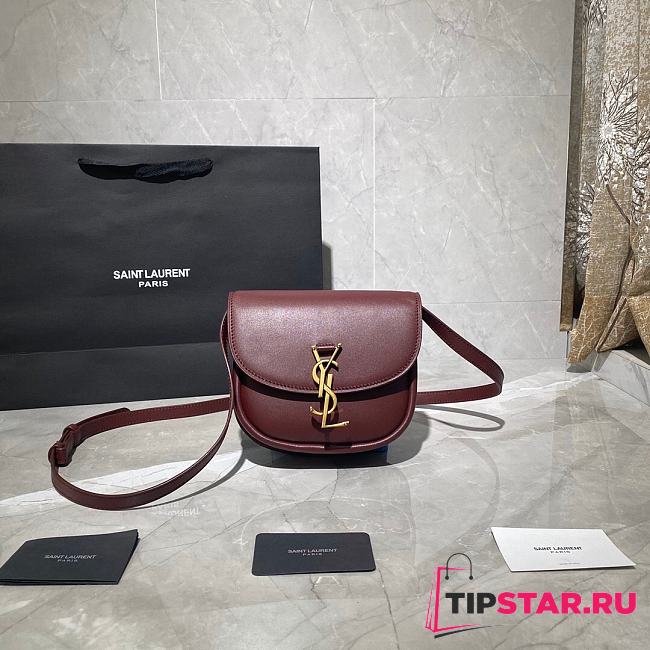 YSL Kaia Small Satchel In Smooth Vintage Leather (Burgundy) 619740  - 1