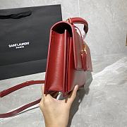 YSL Medium Sunset Satchel In Smooth Leather (Opyum Red) 634723  - 5