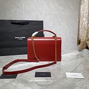 YSL Medium Sunset Satchel In Smooth Leather (Opyum Red) 634723  - 3