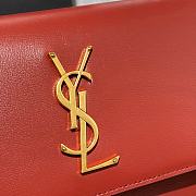 YSL Medium Sunset Satchel In Smooth Leather (Opyum Red) 634723  - 2