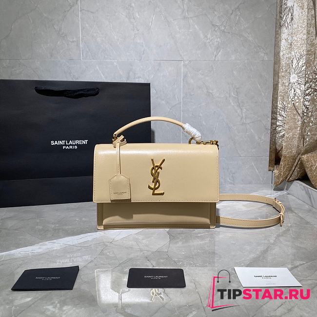 YSL Medium Sunset Satchel In Smooth Leather (Ivory Natural) 634723 - 1
