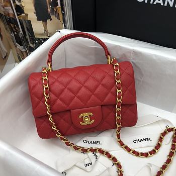 Chanel Mini Messenger Bag in Grained Calfskin (Red) AS2431 
