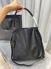 YSL Tag Smooth Saddle Leather Hobo Bag (Black) 635266  - 4