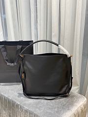 YSL Tag Smooth Saddle Leather Hobo Bag (Black) 635266  - 1