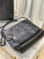 YSL Tag Smooth Saddle Leather Hobo Bag (Black) 635266  - 2