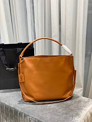 YSL Tag Smooth Saddle Leather Hobo Bag (Brown) 635266  - 1