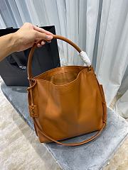 YSL Tag Smooth Saddle Leather Hobo Bag (Brown) 635266  - 4