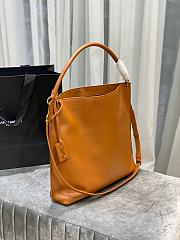 YSL Tag Smooth Saddle Leather Hobo Bag (Brown) 635266  - 3