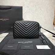 YSL Lou Bag Camera Leather Bag Black Silver Buckle 520534 - 5