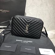 YSL Lou Bag Camera Leather Bag Black Silver Buckle 520534 - 4