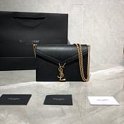 YSL Cassandra Monogram Clasp Bag In Grain De Poudre Embossed Shiny Leather (Black) 532750  - 1