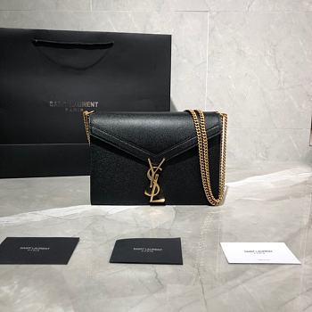 YSL Cassandra Monogram Clasp Bag In Grain De Poudre Embossed Shiny Leather (Black) 532750 