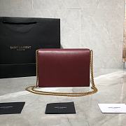 YSL Cassandra Monogram Clasp Bag In Grain De Poudre Embossed Leather (Burgundy) 532750  - 4