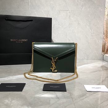 YSL Cassandra Monogram Clasp Bag In Grain De Poudre Embossed Leather (Dark Green) 532750