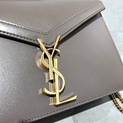 YSL Cassandra Monogram Clasp Bag In Grain De Poudre Embossed Leather (Gray) 532750  - 2