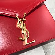 YSL Cassandra Monogram Clasp Bag In Grain De Poudre Embossed Leather (Red) 532750  - 4