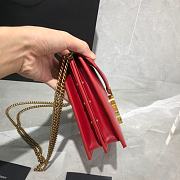 YSL Cassandra Monogram Clasp Bag In Grain De Poudre Embossed Leather (Red) 532750  - 6
