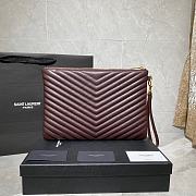 YSL Monogram Document Holder In Matelassé Leather (Wine Red_Gold) 30cm 413444  - 5