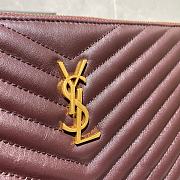 YSL Monogram Document Holder In Matelassé Leather (Wine Red_Gold) 30cm 413444  - 4