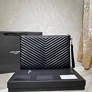 YSL Monogram Document Holder In Matelassé Leather (Black_Silver) 36cm 440222  - 4