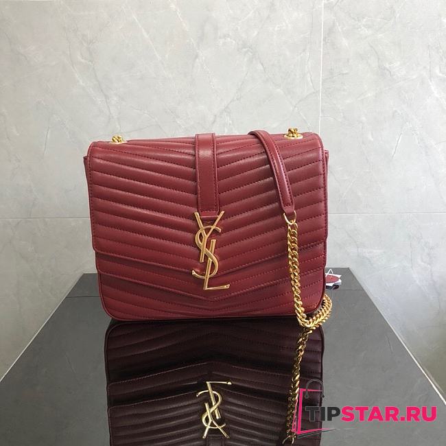 YSL Saint Laurent Sulpice Sheepskin Chain Bag (Wine Red) 24cm 532652  - 1