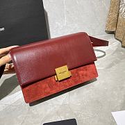 YSL Bellechasse Saint Laurent Medium In Smooth Leather And Suede (Red) 24cm 482044 - 5