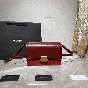 YSL Bellechasse Saint Laurent Medium In Smooth Leather And Suede (Red) 24cm 482044
