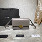 YSL Bellechasse Saint Laurent Medium In Smooth Leather And Suede (Gray) 24cm 482044  - 1