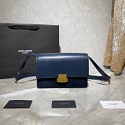 YSL Bellechasse Saint Laurent Medium In Smooth Leather And Suede (Navy Blue) 24cm 482044  - 1