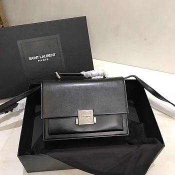 YSL Bellechasse Saint Laurent Medium In Smooth Leather And Suede (Black_Silver) 22cm 482051 