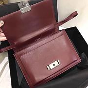 YSL Bellechasse Saint Laurent Medium In Smooth Leather And Suede (Red_Silver) 22cm 482051  - 4