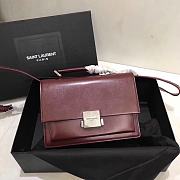 YSL Bellechasse Saint Laurent Medium In Smooth Leather And Suede (Red_Silver) 22cm 482051  - 1