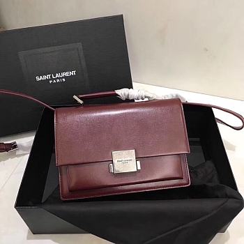 YSL Bellechasse Saint Laurent Medium In Smooth Leather And Suede (Red_Silver) 22cm 482051 