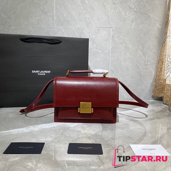 YSL Bellechasse Saint Laurent Medium In Smooth Leather And Suede (Red_Gold) 22cm 482051 - 1