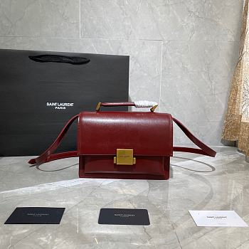 YSL Bellechasse Saint Laurent Medium In Smooth Leather And Suede (Red_Gold) 22cm 482051