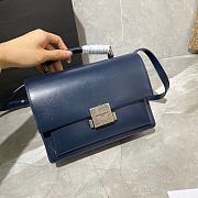 YSL Bellechasse Saint Laurent Medium In Smooth Leather And Suede (Blue_Silver) 22cm 482051  - 5