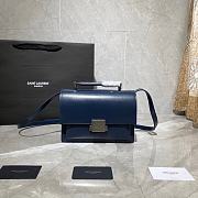 YSL Bellechasse Saint Laurent Medium In Smooth Leather And Suede (Blue_Silver) 22cm 482051  - 1