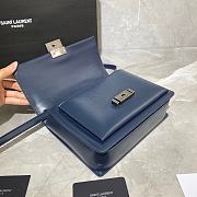 YSL Bellechasse Saint Laurent Medium In Smooth Leather And Suede (Blue_Silver) 22cm 482051  - 3