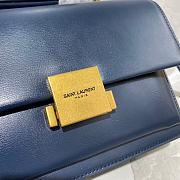YSL Bellechasse Saint Laurent Medium In Smooth Leather And Suede (Blue_Gold) 22cm 482051  - 6