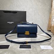 YSL Bellechasse Saint Laurent Medium In Smooth Leather And Suede (Blue_Gold) 22cm 482051  - 1