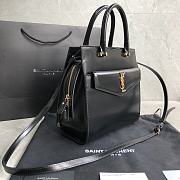 YSL Uptown Small Tote In Shiny Embossed Leather (Black) 561203 - 6
