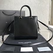 YSL Uptown Small Tote In Shiny Embossed Leather (Black) 561203 - 5