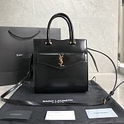 YSL Uptown Small Tote In Shiny Embossed Leather (Black) 561203 - 1