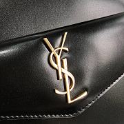 YSL Uptown Small Tote In Shiny Embossed Leather (Black) 561203 - 2