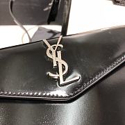 YSL Uptown Small Tote In Shiny Embossed Leather (Black White) 561203  - 4