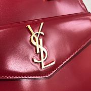 YSL Uptown Small Tote In Shiny Embossed Leather (Wine Red) 561203  - 2