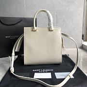 YSL Uptown Small Tote In Shiny Embossed Leather (White) 561203  - 6