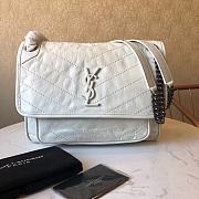 YSL Saint Laurent Niki Medium Leather Shoulder Bag In Marine (White) 498894  - 1