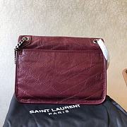 YSL Saint Laurent Niki Medium Leather Shoulder Bag In Marine (Wine Red) 498894  - 5